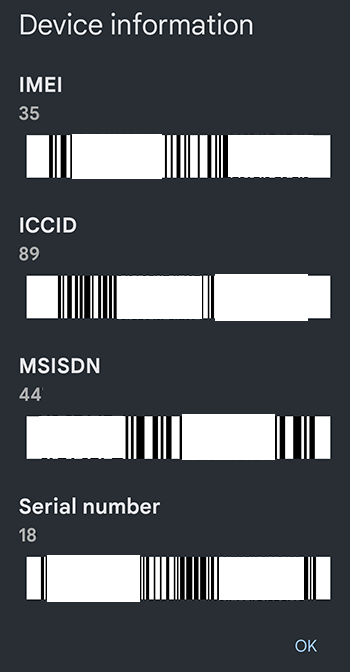 smartphone security - imei number